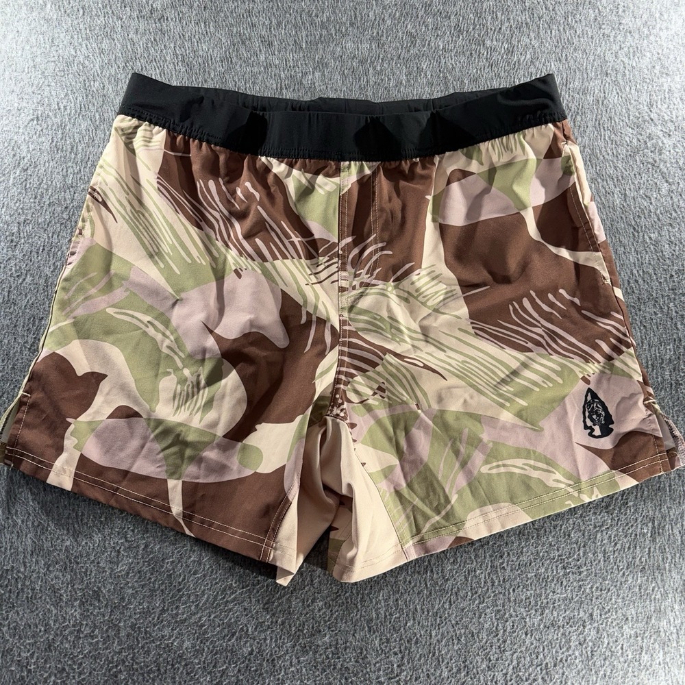 TacHuntFish Shorts Mens XL Brown Camo Rhodesian Brushstroke Tactical Training